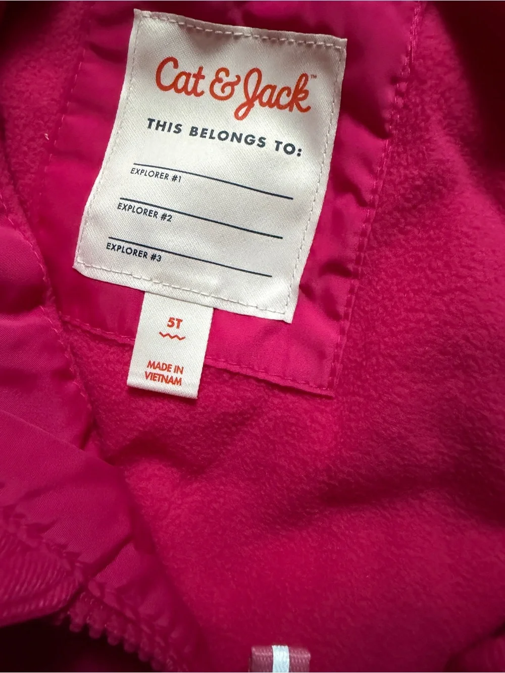 Cat & Jack Toddler Girls' Hot Pink Hooded Puffer Jacket with Color-Block Stripes